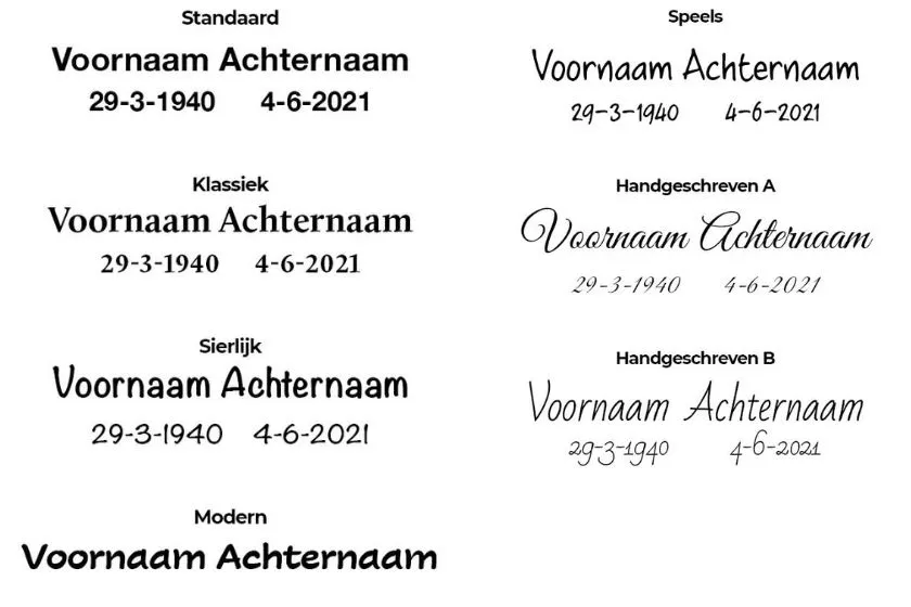 Lettertypes keramiek urnen
